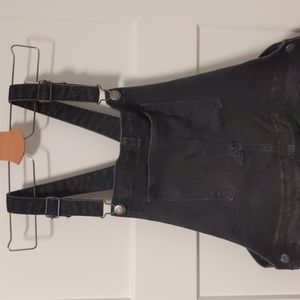 Black Distressed Jean Overalls